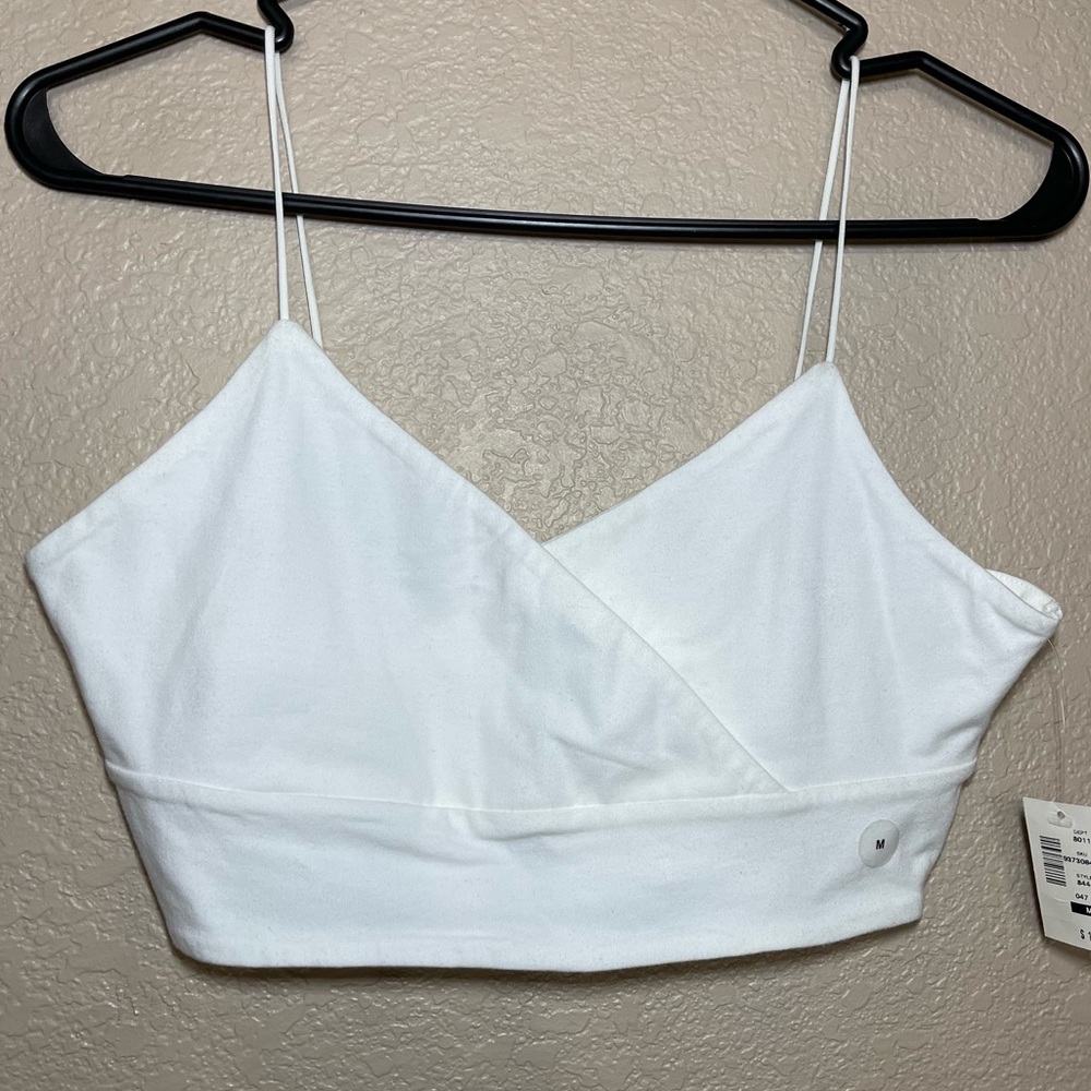 Spaghetti strap white bungee cami